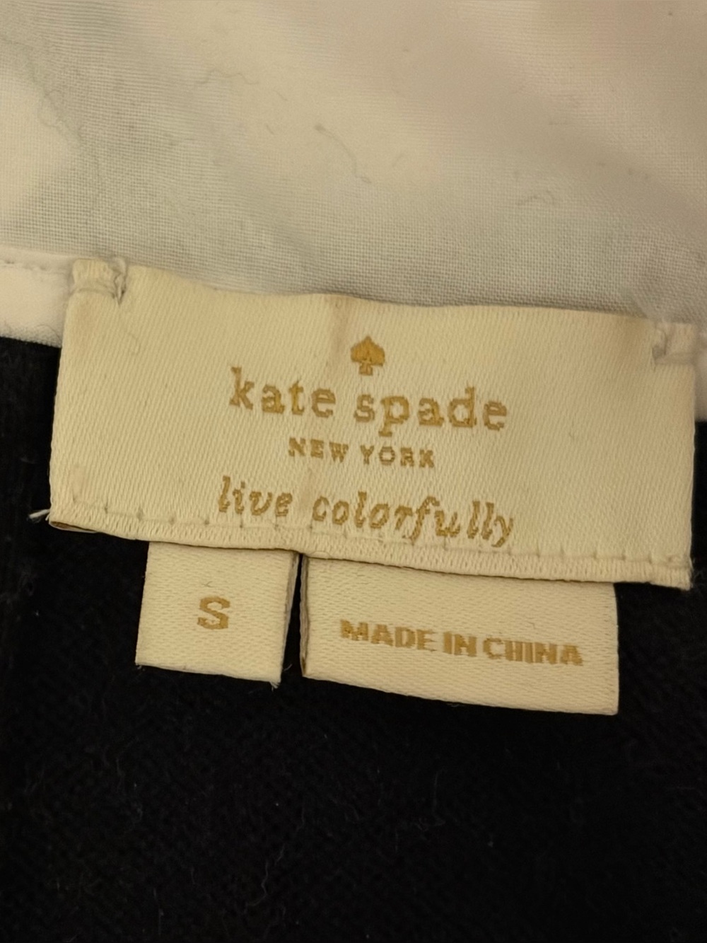 kate spade Black sweater with Pearl-Embellished White Collar sz S - Picture 4 of 4